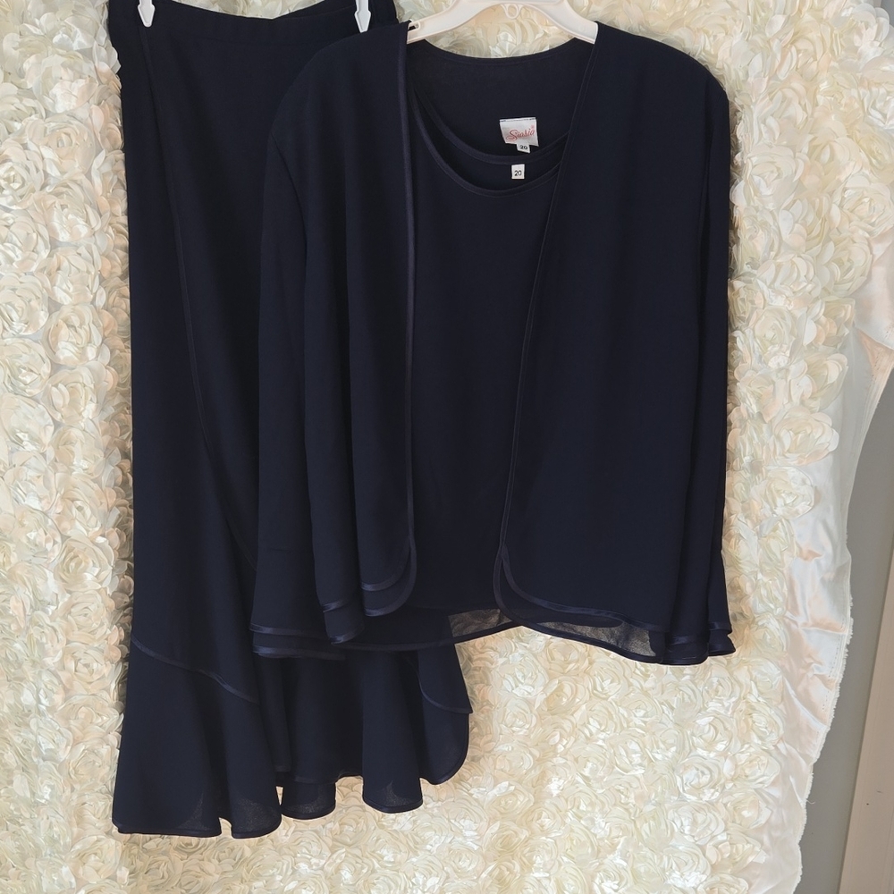 Chic Navy Women's 3 Piece Skirt Set